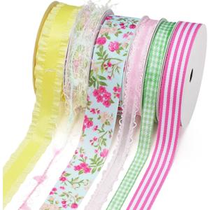 LaRibbons Spring Ribbon Set, Assorted Craft Ribbons 5 Yards Each, Multi-Width Decorative Ribbon for Gift Wrapping, DIY Bows, Easter Crafts, Floral Arrangements