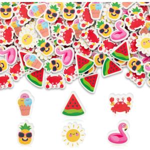 Yopyame 60PCS Summer Mini Erasers Bulk Ice Cream Watermelon Flamingo Tiny Erasers Assorted Novelty Pencil Eraser Puzzle Eraser Desk Pet Student Homework Prizes Gift Filling Party Favors