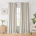 Beige White Full Blackout Bedroom Curtain Panels 90 Inches Long,Buffalo Plaid Room Darkening Drapes for Living Room,Thermal Insulated Window Treatment,Rod Pocket Back Tabs,40" Wx90 Lx2