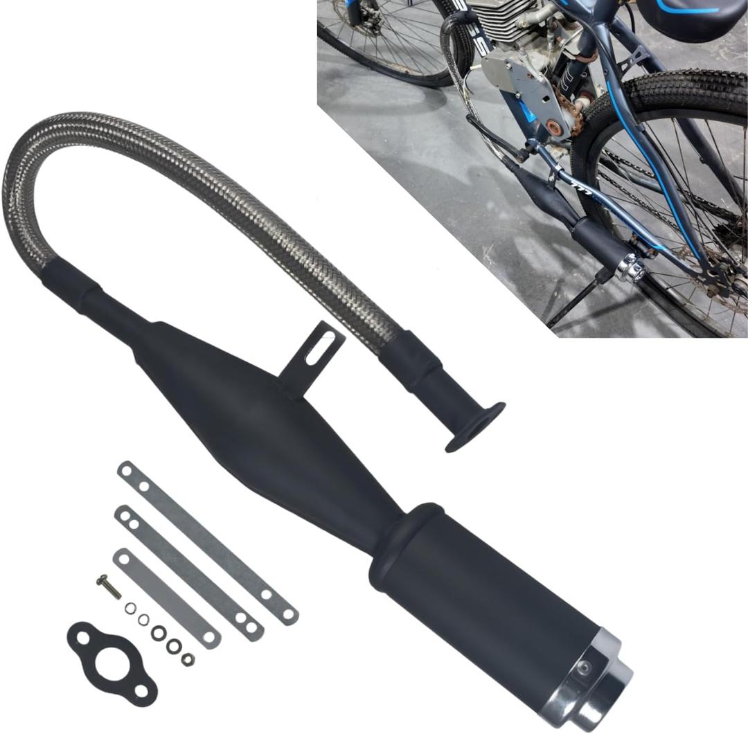 Flexible Exhaust Muffler Extension Silencer Pipe Kit for 49cc 50cc 60cc 66cc 80cc 100cc 2-Stroke Gas Motor Motorized Mountain Bike Bicycle Engine