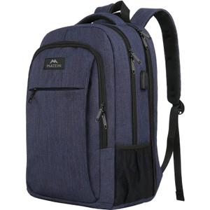 MATEIN Large College Backpack, Sturdy Computer Backpack with USB Charging Port Fits 17 inch Notebook, Carryon Luggage Travel Laptop Bag for Business Men and Women Christmas New Year Gift, Blue