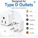 US to India Plug Adapter 2 Pack, Type D Travel Adapter for India & Nepal