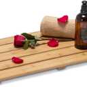 GOBAM Bamboo Bath Mat, Medium, 22.8 x 13 x 1.3 inches - Non-Slip Floor Mat for Bathroom, Spa, Sauna, Kitchen, Indoor & Outdoor Spaces, Shower Mat for Bathroom Decor - Natural