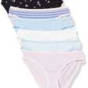 Women's Cotton Bikini Brief Underwear Pack of 6, Black Floral/Blue/Ditsy Floral/Light Pink/Stripe/White, Medium