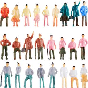 Gejoy 200 Pcs Miniature People Figurines 1:75 Scale 0.98 Inch Model Trains Architectural Plastic People Figures Tiny Sitting and Standing for Miniature Scenes