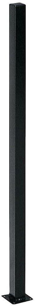 US Door and Fence, 2 in. x 4 ft. Black Metal Fence Post with Flange Cap, FPSO248PUS
