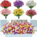 Lifewit Artificial Flowers for Outdoors, 24 Bundles Plastic Fake Flowers Daisy for Home Garden Decor, Faux Plants for Spring Summer Porch, Window Box, Vase Decoration(6 Mix Color)