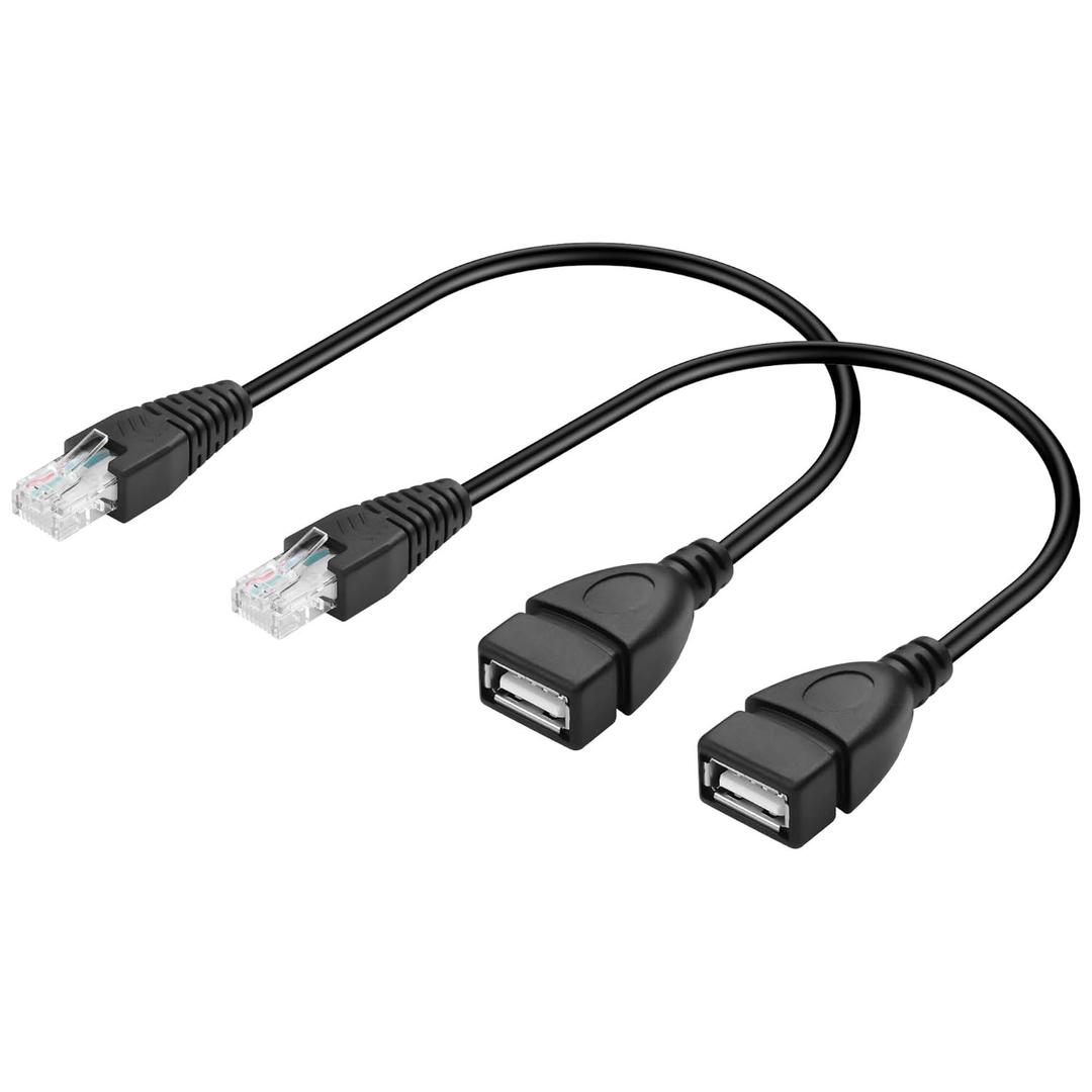GINTOOYUN 2 Pcs USB to RJ45 Cable USB to RJ45 Ethernet Cable USB Female to RJ45 8P4C Ethernet Male Extension Cable for Router,ADSL Modem,Camera etc(11.81 Inch)