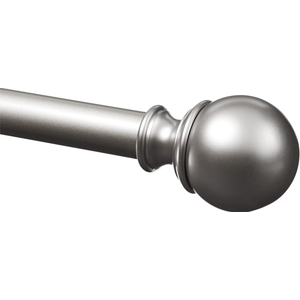 Amazon Basics Sturdy Adjustable Curtain Rod for Windows with Round Finials, Easy Installation, 1-Inch Rod, 36" to 72", Nickel, 1-Pack