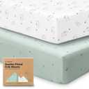 KeaBabies 2-Pack Organic Crib Sheets for Boys, Girls - 52x28 Fitted Crib Mattress Sheet Neutral, Breathable Jersey Cotton Cover for Baby Bed, Toddler Mattress, Soft & Cute Prints (Bunnies)