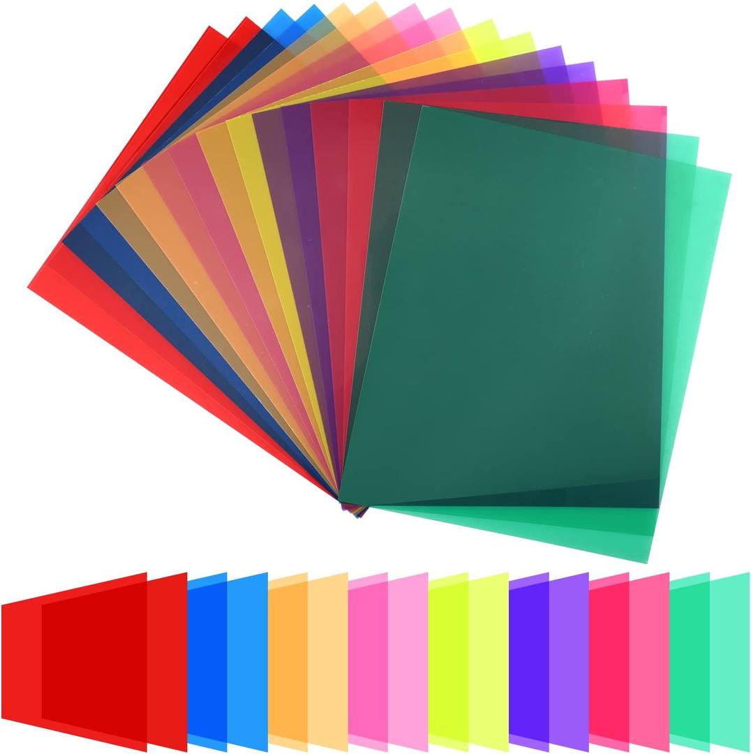 16 Pcs Color Correction Gel Filter for Lighting - Transparent Colored Overlays Lighting Gel Plastic Sheets for Photograph, Flash Light, Reading, 8.5  11 Inches, 8 Colors