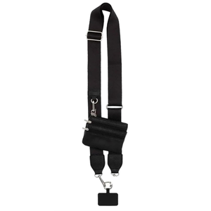 Clip and Go Strap for Phone with Wallet Crossbody, Phone Strap with Wallet, Phone Strap Crossbody with Zipper Pouch Wallet (Black) (Black)