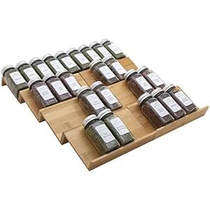 Angimio Bamboo Spice Rack Drawer Organizer - 8 Piece Set - 16" Wide