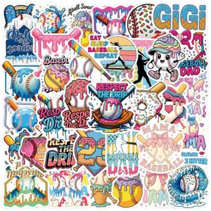 Ice Cream Drip Baseball Stickers 50Pcs, Funny Ice Cream Drip Baseball Stickers Waterproof Vinyl Gifts for Phone, Water Bottle, Luggage, Laptop, Adults Teens