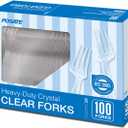 POSATE Heavy Weight Plastic Forks, Clear Disposable, 100 Count