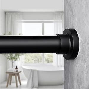 Tension Curtain Rod 17 To 69 Inch Black Tension Rod 1" Diameter Heavy Duty Tension Shower Rod Adjustable Spring Curtain Rod No Drilling Stainless Steel For Windows Bedroom Closet Doorway Door Kitchen
