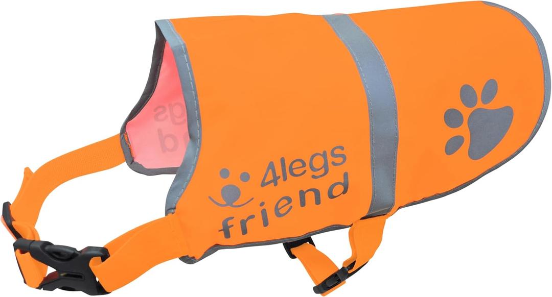 Upgraded Reflective Dog Vest. Hi-Visibility, Fluorescent Blaze Orange Dog Vest Helps Protect Your Best Friend. Safeguard Your PUP from Motorists & Hunting Accidents, On or Off Leash by 4LegsFriend (Medium)