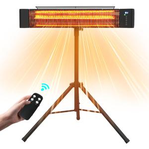 Electric Infrared Patio Heater 1500W Outdoor Portable Heaters for patio RealSmart Outdoor/Indoor Space Heater 3 Heat Modes Wall Mounted Tripod Heater IP65 TUV Certification for Garage Greenhouse