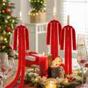 Janinka 12 Pcs 3 Sizes Red Velvet Bows Christmas Tree Ornaments Vintage Christmas Ribbon Bow for Tree Garland Rustic Wreath Indoor Xmas Decoration