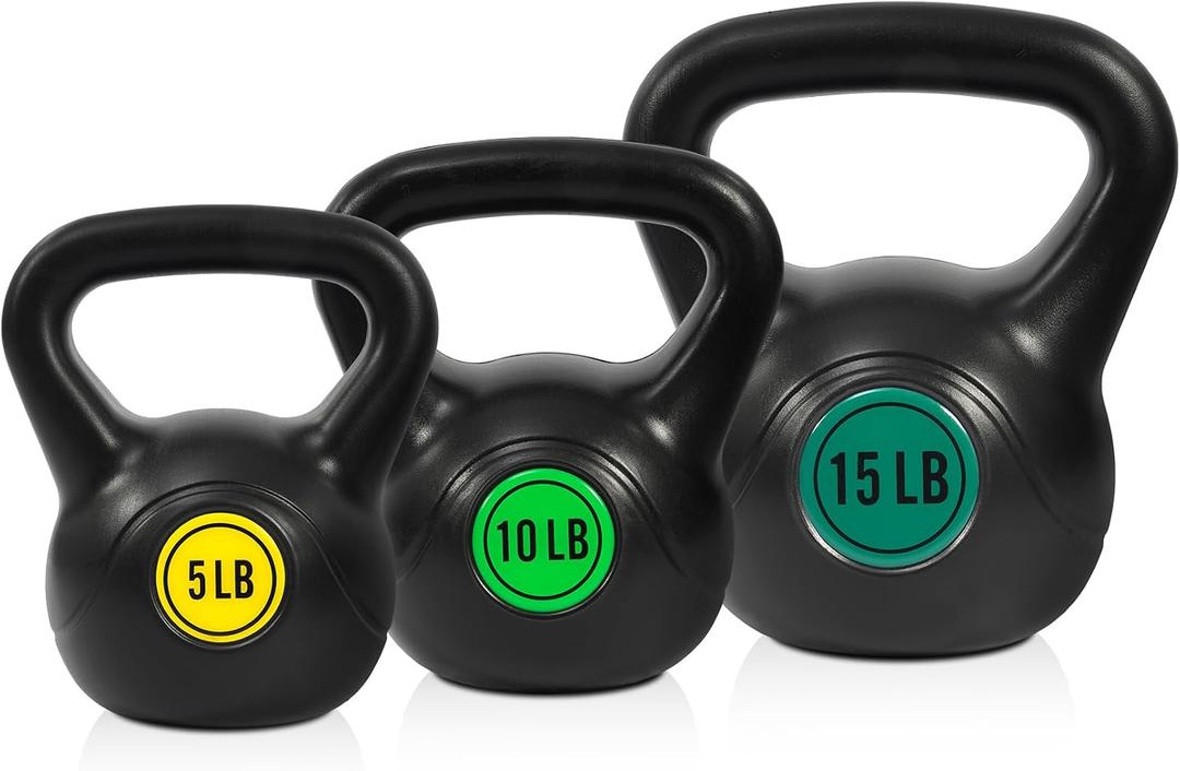Fitvids Kettlebell Sets Piece Strength Training KettleBells Weight Set, 5LB, 10LB and 15LB