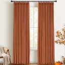 Pinch Pleated Blackout Curtains 96 Inches Long, Linen Blend, 100% Blackout Drapes with 20 Hooks, Ideal for Bedroom and Living Room, 40" W x 96" L (Pack of 2), Orange