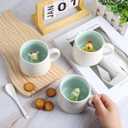 2 x Cute Cow Ceramic Coffee Mug Hidden 3D Animal In Cup Ideal Creative Holiday Christmas Gifts and Birthday Gifts for Animal Lovers Family Kids Friends Colleagues 12OZ (Black and White)