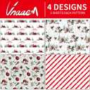 Vnaaem White Christmas Wrapping Paper Red Stripe Snowy Scene House Holiday Style Gift Wrap Paper Bulk for Winter Xmas Birthday Party - 20 X 28 Inches 8 Folded Sheets
