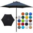 Blissun 7.5 ft Patio Umbrella, Yard Umbrella, Outdoor Market Umbrella with Push Button Tilt Crank (Black)