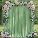 Asee'm 10x8FT Sage Green Backdrop Curtains for Parties, Polyester Photo Fabric Curtain Backdrop Drapes for Birthday Wedding Party Decor Background Photography with Rod Pocket, 5x8FT, 2 Panels