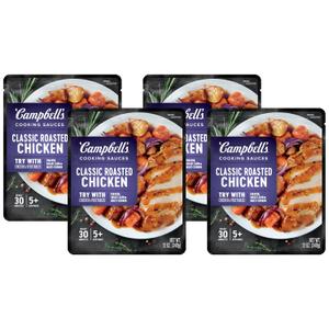 Campbell's Cooking Sauces, Classic Roasted Chicken Sauce, 12 Oz Pouch (Pack of 4), Best By 06, 2025