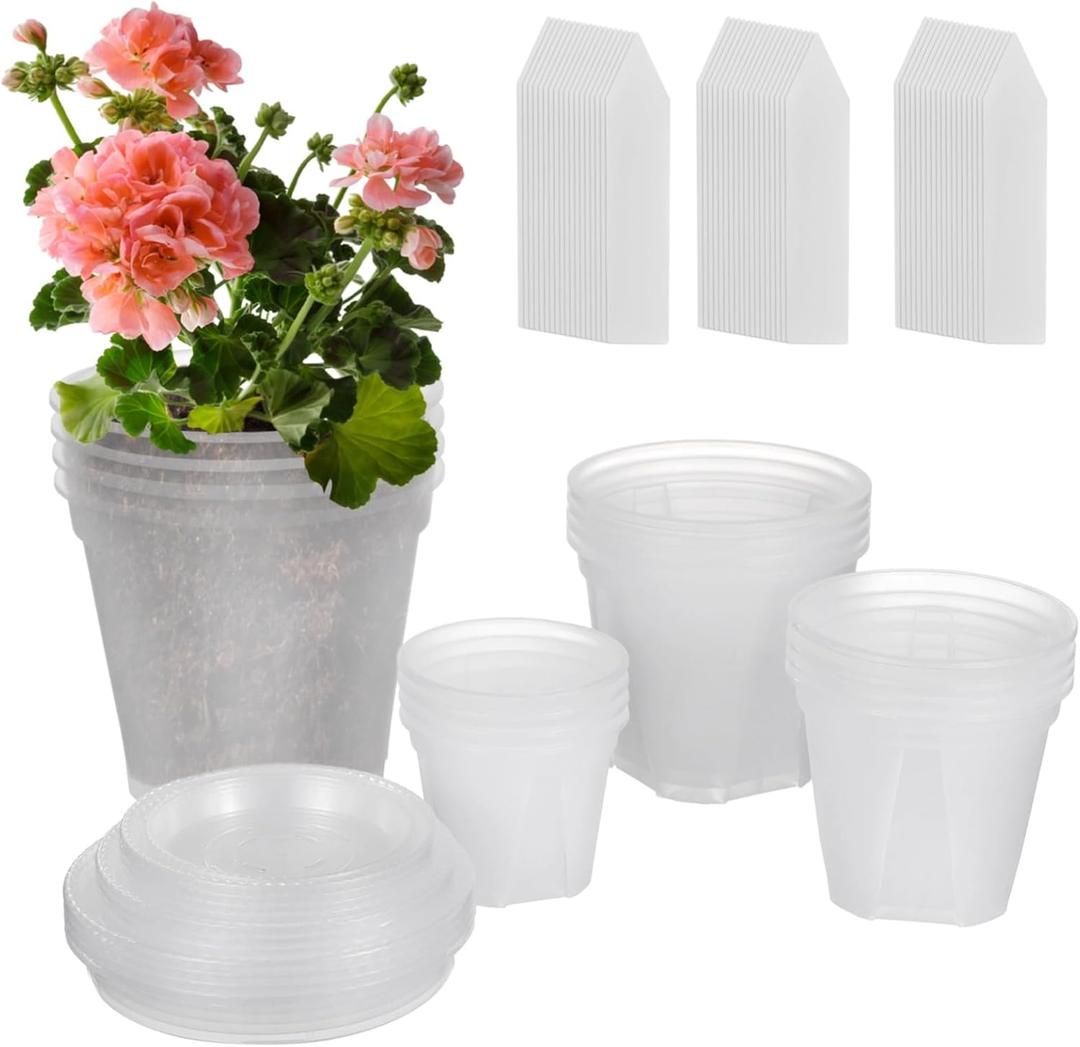 OMISTAR 8 Pcs Clear Plant Pots with Drainage - Clear Nursery Pots with Drainage Holes, Ideal for Lily Plants, Height 3-6 Inches Lightweight and Stackable Design for Efficient Growth
