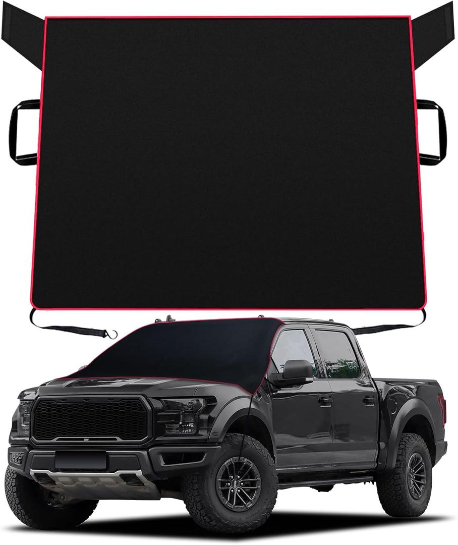 Migaven Heavy Duty All Weather Windshield Cover for Ice and Snow, Waterproof 2mm EVA Fabric Windshield Frost Cover for Heavy Duty Pickup Truck, MPV, Van (Extra-Large Size)
