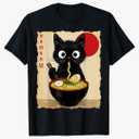 Anime Cat Ramen Japanese Funny Cat Graphic Tees Anime Gifts T-Shirt, L