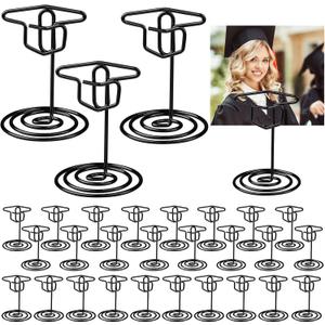 30 Pcs Graduation Picture Display 2 Inch Black Grad Cap Photo Holders for Centerpieces Graduation Cap Decorations Table Number Card Holders for Class of 2026 Grad Party supplies(Black)