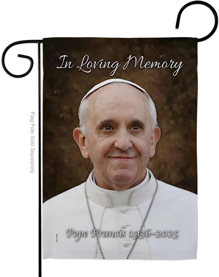 In Loving Memory Pope Francis Picture Garden Memorabilia Flag Church Remembrance Decor Wall Art Tapestry Quote Memorial Decoration Christian Religious Poster Vatican Catholic Gift Made In USA