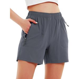 Women's 5" 7" Hiking Cargo Shorts Quick Dry Lightweight Athletic Outdoor Shorts for Workout with Zipper Pockets (Medium)