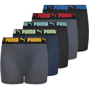 PUMA boys 5 Pack Performance Boxer Briefs (Grey/Bright)