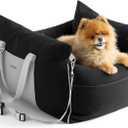 Lesure Small Dog Car Seat for Small Dogs - Waterproof Dog Booster Car Seat with Storage Pockets, Clip-On Safety Leash and Thickened Memory Foam Filling, Pet Carseat Puppy Travel Carrier Bed, Black