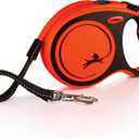 FLEXI Xtreme Tape Retractable Dog Leash for Large Dogs Upto 121 lbs.  26 ft., Orange/Black | Tangle Free Pet Walking Leash with One-Handed Brake, Pause, Lock | German Quality Product