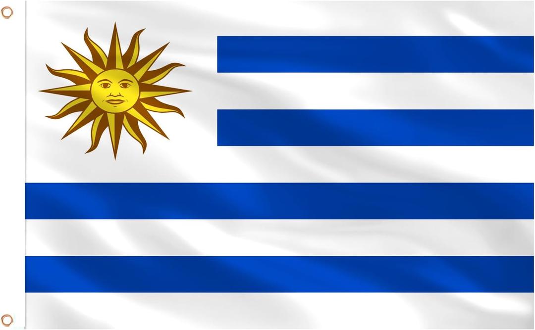 AhfuLife Uruguay Flag 5ft x 3ft for Party Decorations, 1Pcs Uruguayan Flag Double Side with Brass Eyelets for World Cup Football National Day Garden Street Party Decor (Uruguay, 150 x 90 cm - 1 Pcs)