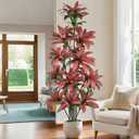 Artificial Dracaena Tree 8ft(96in) Tall Large Faux Silk Plants with Realistic Trunks and Red Leaves, Fake Floor Potted Artificial Plants for Home Office Indoor Decor (8feet,1Pack)
