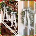 6Pcs Silver Large Metallic Glitter Long Christmas Bows 23.5 x 8.7'' Metallic Christmas Wired Ribbon Bow with Twist Tie for Xmas Tree Wreath Garland Staircase Fireplace Indoor Outdoor Decoration