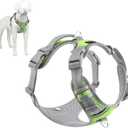 2 x Plutus Pet No Pull Dog Harness, Release at Neck, Reflective Adjustable Dog Vest Harness, Easy Control Handle for Walking, for Small Medium Large Dogs, Green, S