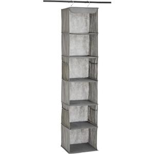 Amazon Basics 6-Tier Hanging Closet Shelf Organizer With Pockets, 8.5" D x 12" W x 9" H, Grey | Organizer, With Pockets