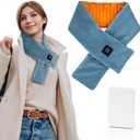 Girasol Heated Neck Wrap Heated Scarf for Neck Pain Relief, Neck Heating Pad with 5000mAh Power Bank, Cordless Thermal Neck Brace Electric Heated Neck Warmer with 3 Heating Levels (Blue)