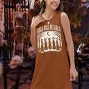 Summer Sundress for Women Graphic Mini Tank Dress Sleeveless Beach Dresses Short Casual Sun Dresses (Brown, M)