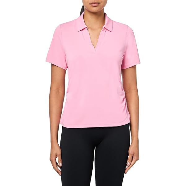 Women's Golf Polo Shirt V Neck Short Sleeve Tennis Shirt Sun Protection Moisture Wicking Athletic Tops Size M
