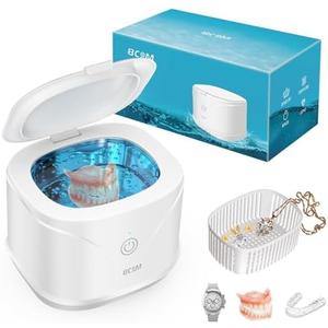 BCOM Retainer Cleaner Machine, 46kHz Professional Portable Ultrasonic Retainer Jewelry Cleaner for Dental Retainer, Mouth Guard, Watch, Ring, Jewelry Cleaners Machine - Household Use, White