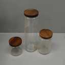 Kanwone Airtight Food Storage Containers with Bamboo Lids Set of 3, Stackable Food Storage Containers, Glass Canisters for Pantry, kitchen, Flour, Sugar, Tea, Coffee, Pasta, Cookies, Rice and Spice