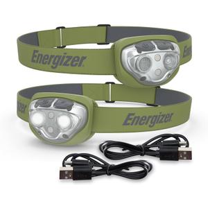 Energizer PRO-400 Headlamp Rechargeable (2-Pack), IPX4 Water Resistant Rechargeable Headlamp, Ultra Bright Multiple Light Modes Head Lamp, Camping, Running, Outdoors, Emergency Light, USB Included